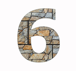Number 6 - six digit on rustic stone background