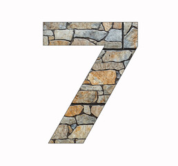 Number 7 on rustic stone background