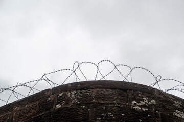 Landscape of barbed wire and cloudy sky in Kaiserslautern Rhineland Palatinate Germany