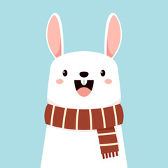 Naklejka na ściany i meble Cute white bunny. Rabbit cartoon vector collection. Animal wildlife character.