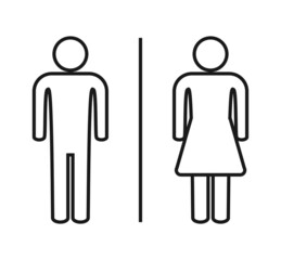 Restroom sign thin vector illustration, A man and a lady toilet icon