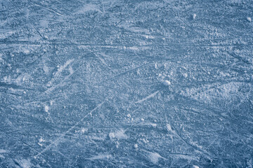 Blue ice in skate scratches