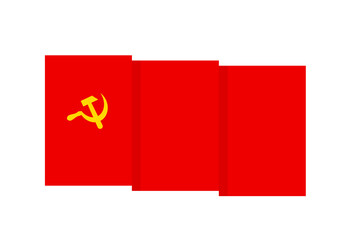 Flag of USSR. Soviet Union symbol. Isolated on white. Star, hammer and sickle.  Vector template for poster, banner, flyer, etc
