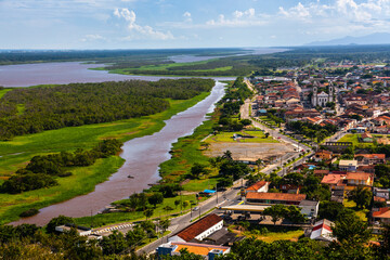 Iguape, Sao Paulo, Brazil, March 13, 2015. Panoramic view of the city of Iguape, in the state of Sao Paulo, one of the oldest in Brazil, highlighting the Senhor Bom Jesus Sanctuary