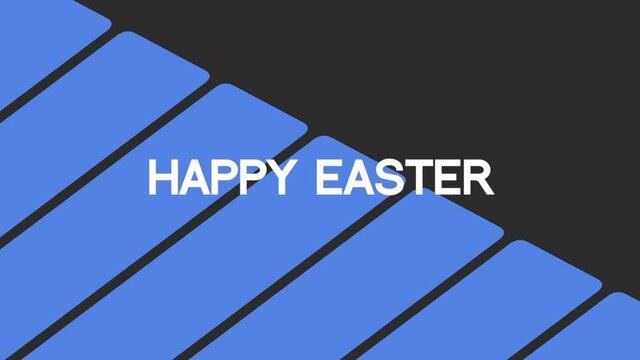 Happy Easter with blue stripes pattern, motion holidays and promo style background