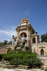 Grand fountain in park. Barcelona, Spain