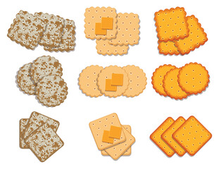 vector set of cracker chips - obrazy, fototapety, plakaty
