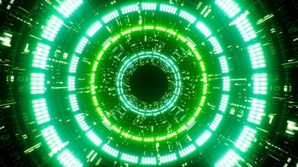 Glowing Green Light Matrix Tunnel Background