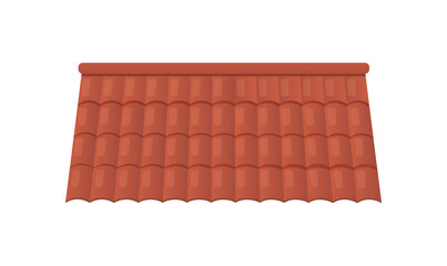 Light red roof. Graphic elements for construction website. Urban traditional texture, home decoration, real estate and modern buildings. Cartoon flat vector illustration isolated on white background