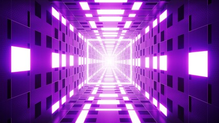 Purple Light Irregular Checkered Pattern Tunnel VJ Background 3D Render