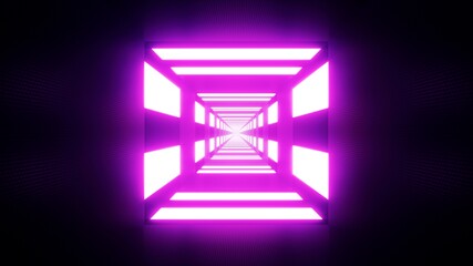 Purple Neon Light in Display Screen VJ Tunnel Background 3D Render