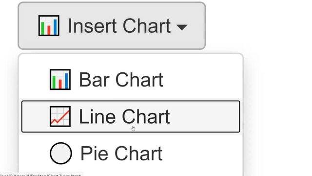 Cursor Slides Over and Clicks Insert Line Chart in Spreadsheet. Mouse Pointer on Device Computer Monitor Screen Clicking Add Curve Plot Graph on Worksheet File For Company Business