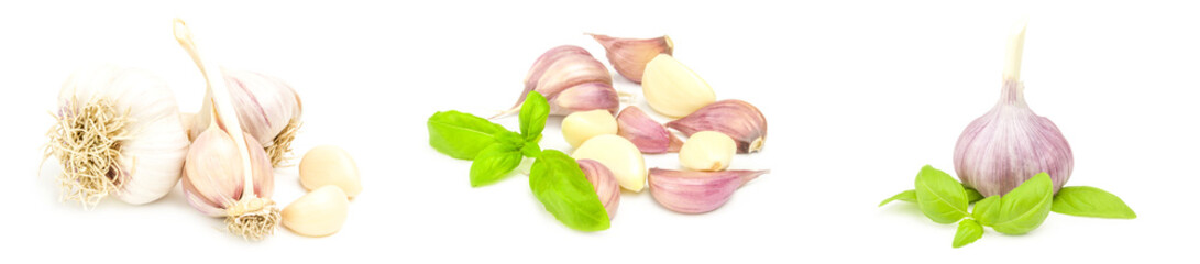 Set of Garlic isolated on a white background cutout