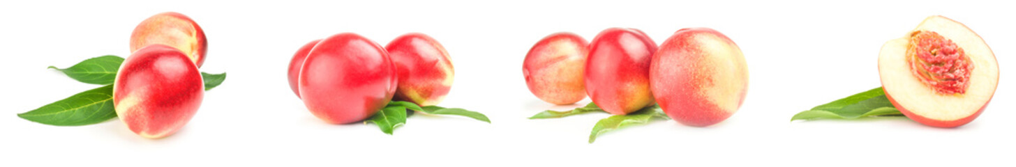 Group of juicy ripe peaches isolated on a white background