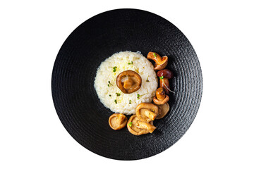 rice with mushroom second course risotto mushrooms healthy meal food snack on the table copy space food background rustic