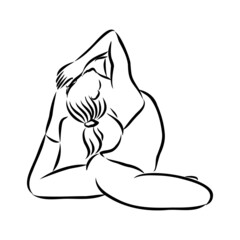 yoga pose. Line drawing. Healthy life concept -Vector Illustration