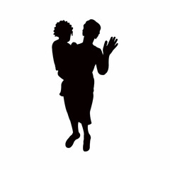 a woman and baby, body silhouette vector