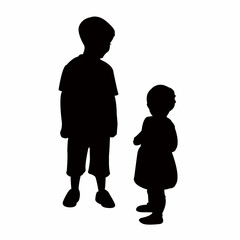 two children body silhouette vector