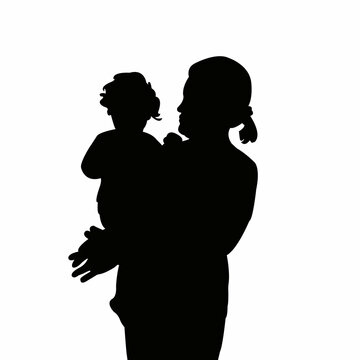 a mother and baby, silhouette vector