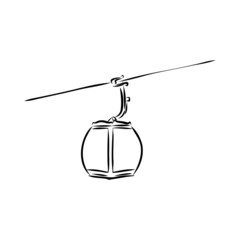 Cable car graphic mountain black white landscape sketch illustration vector © Elala 9161
