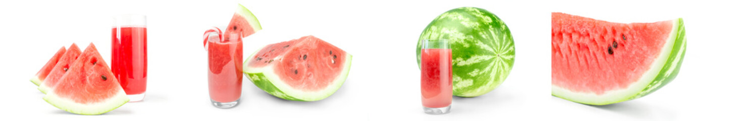 Collage of Water melon isolated on a white background