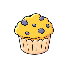 Blueberry muffin isolated cartoon vector