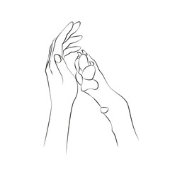 Image of friendship between human and a dog. Hand and paw. Vector. Can be used for tattooing 