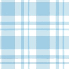 Blue watercolor plaid pattern. stripes, Gingham seamless tartan texture, spring picnic table cloth, plaid. vector checkered summer paint brush strokes.