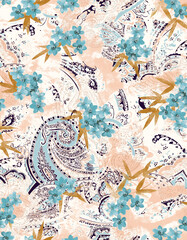 Seamless paisley pattern, ethnic print.