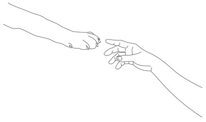 A man's hand and a dog's paw. Friendship and trust © Mariia