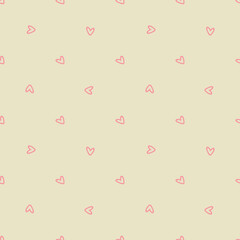 Seamless pattern with pink hearts on a beige background