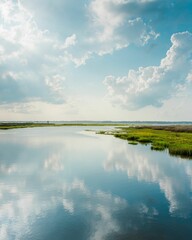 Reflections in wetlands at Assateague Island National Seashore, Maryland