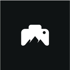 Camera Photography and Peak Mountain Rock Outdoor Logo Design Negative Space