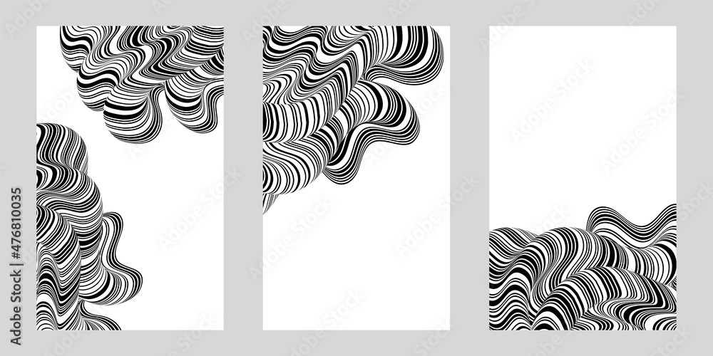 Poster abstract background distorted lines liquid shape. psychedelic stripes. vector illustration for broch