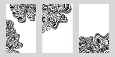 Abstract Background distorted lines liquid shape. Psychedelic stripes. Vector illustration for brochure, flyer, banner or cover.