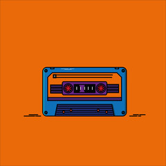 audio cassette orange background