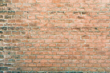 Red grunge brick wall, abstract background texture with old dirty and vintage style pattern. Stock photo