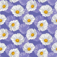 Tapeten Nahtloses Vektormuster der weißen Blumen, sehr peri Farbhintergrund. Farbe des Jahres 2022 © designermetin