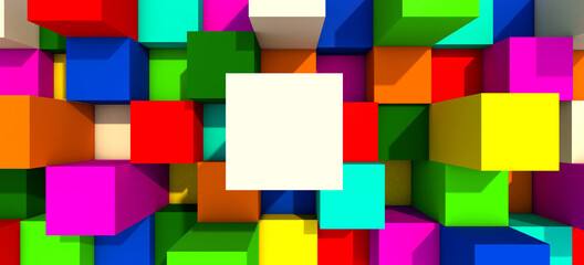 3D rendering Abstract background from multicolored cubes.