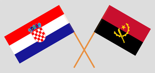 Crossed flags of Croatia and Angola. Official colors. Correct proportion