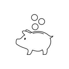 Piggy bank. Finance and banking. Stylized image. Saving money. Outline drawing