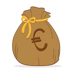 Bag with money. Euro currency sign. Vector illustration EPS10.