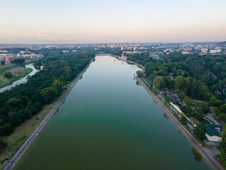 Obraz premium Sunset landscape of Rowing Venue in city of Plovdiv, Bulgaria