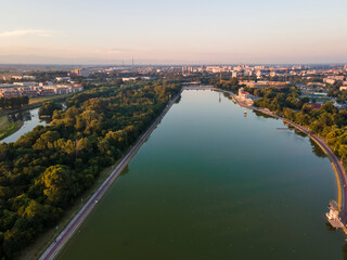 Sunset landscape of Rowing Venue in city of Plovdiv, Bulgaria