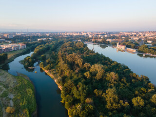 Fototapeta premium Sunset landscape of Rowing Venue in city of Plovdiv, Bulgaria