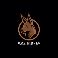 Dog circle logo design vector