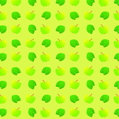Seamless  pattern with green apples