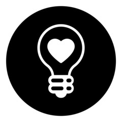 Heart Idea Light Bulb Flat Icon Isolated On White Background