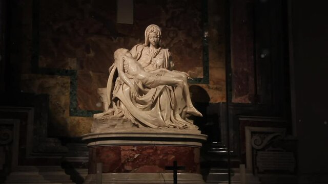 Jesus and Mary Sculpture, The Pieta, by Michelangelo Buonarroti (1475-1564), St Peter's Basilica, Vatican City.