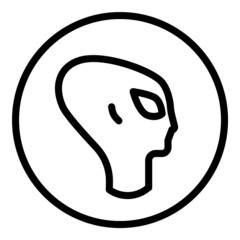 Fiction Alien Head Flat Icon Isolated On White Background